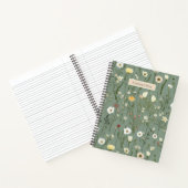 Monogram Sage Groen Geel Wit Wilde Bloemen Boho Notitieboek (Binnen)