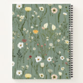 Monogram Sage Groen Geel Wit Wilde Bloemen Boho Notitieboek (Achterkant)