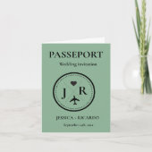 Monogram Sage Groen paspoort Bestemming bruiloft (Voorkant)