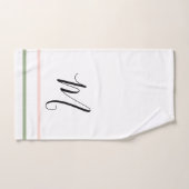 Monogram Sage Groen Roze Witte Strepen Bad Handdoek (Handdoek)