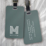 Monogram Sage Groen Stijlvol Modern Minimalistisch Bagagelabel<br><div class="desc">Een vet monogram ontwerp</div>