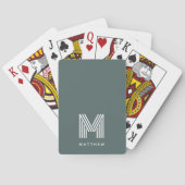 Monogram Sage Groen Stijlvol Modern Minimalistisch Pokerkaarten (Achterkant)