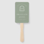 Monogram Sage Groen Wit Foto Afstuderen Handwaaier (Achterkant)