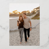 Monogram Sage Groen Wit Sla de datum op Folie Uitnodiging (Achterkant)