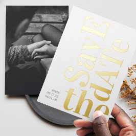 Monogram Sage Groen Wit Sla de datum op Folie Uitnodiging