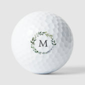 Monogram Sage Groene Bladeren Groene Krans  Golfballen (Voorkant)