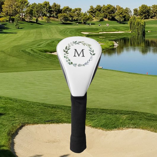 Monogram Sage Groene Bladeren Groene Krans Golfheadcover