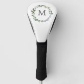 Monogram Sage Groene Bladeren Groene Krans Golfheadcover (Voorkant)