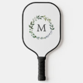 Monogram Sage Groene Bladeren Groene Krans Pickleball Paddle (Voorkant)
