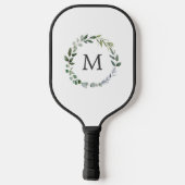 Monogram Sage Groene Bladeren Groene Krans Pickleball Paddle (Achterkant)