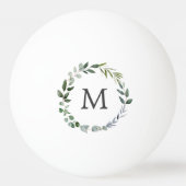 Monogram Sage Groene Bladeren Groene Krans Pingpongbal (Voorkant)