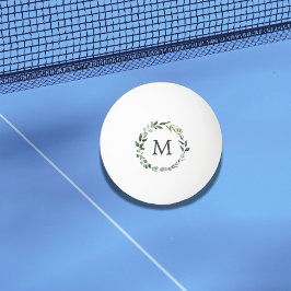 Monogram Sage Groene Bladeren Groene Krans Pingpongbal