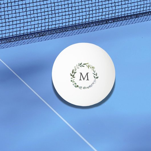 Monogram Sage Groene Bladeren Groene Krans Pingpongbal