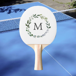 Monogram Sage Groene Bladeren Groene Krans Tafeltennisbatje