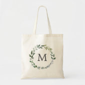 Monogram Sage Groene Bladeren Groene Krans  Tote Bag (Voorkant)