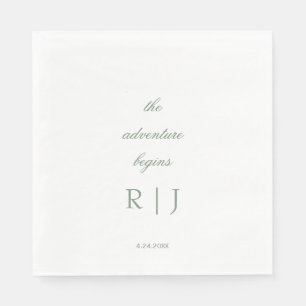 Monogram Sage Groene Citaat Script Tekst Trouwen Servet
