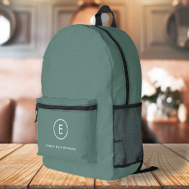 Monogram Sage Groene Minimale Eenvoudige Moderne S Bedrukte Rugzak