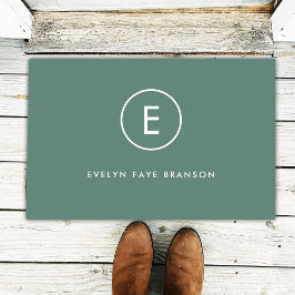 Monogram Sage Groene Minimale Eenvoudige Moderne S Deurmat