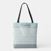 Monogram Sage Groene Wit Grijze Bloemige Boho Brui Tote Bag (Achterkant)