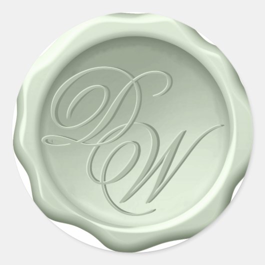 Monogram Sagegroene Waszegel 2 Initialen Script Ronde Sticker (Voorkant)