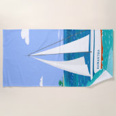 Monogram Sailboat Coastal Seaview Beach Towel Strandlaken (Voorkant)