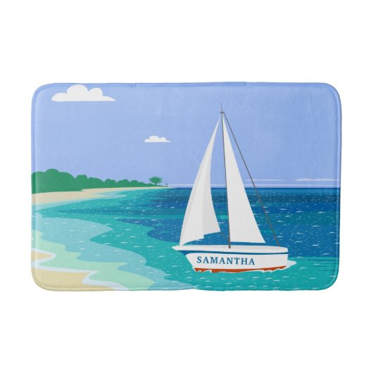 Monogram Sailboat Coastal Tropical Beach Mat (Voorkant)