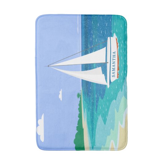 Monogram Sailboat Coastal Tropical Beach Mat (Voorkant Verticaal)
