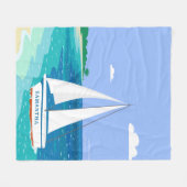 Monogram Sailboot Coastal Tropical Fleece Blanket Deken (Voorkant (Horizontaal))