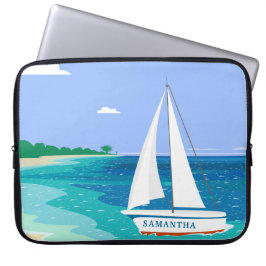 Monogram Sailboot Coastal Tropical Laptop Sleeve