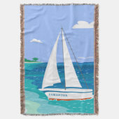 Monogram Sailboot Coastal Tropical Throw Blanket Deken (Voorkant Verticaal)