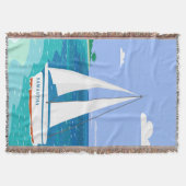 Monogram Sailboot Coastal Tropical Throw Blanket Deken (Voorkant)
