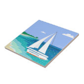 Monogram Sailboot Coastal Tropische Keramische Teg Tegeltje (Zijkant)