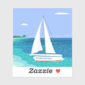 Monogram Sailboot Ocean Tropical Seaview Sticker (Vel)