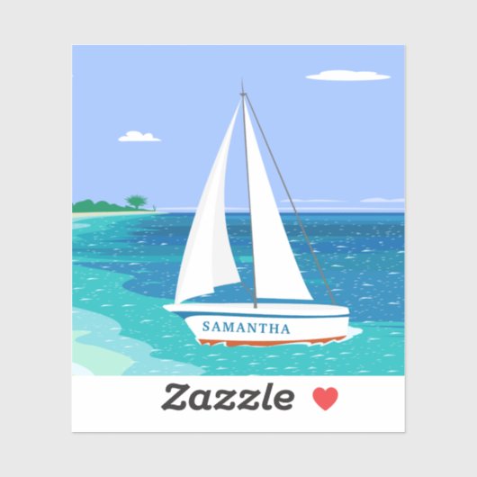 Monogram Sailboot Ocean Tropical Seaview Sticker (Vel)
