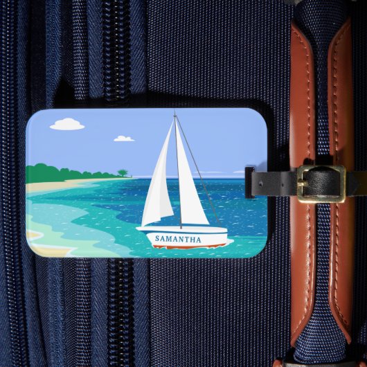 Monogram Sailboot Tropical Beach Bagagelabel (Voorkant Insitu 4)