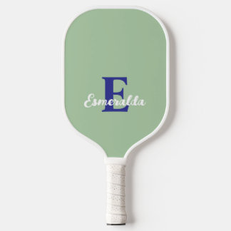 Monogram salie groen blauw wit modern minimalistis pickleball paddle