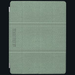 Monogram  Salie Groen Faux Leder iPad Cover<br><div class="desc">Koele salie groene tinten  lederen look (afbeelding) met hechtingen effect (afbeelding effect) en aanpasbaar monogram</div>