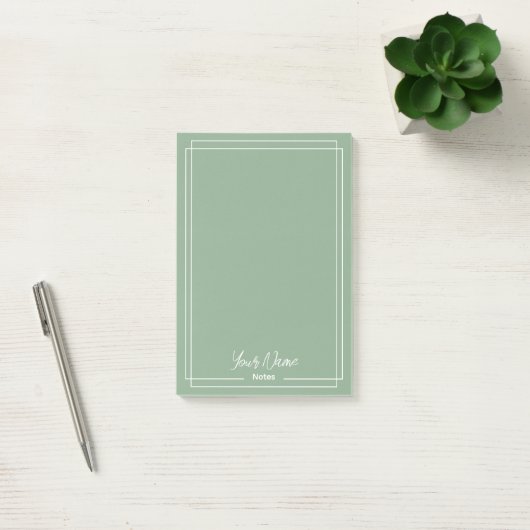 Monogram salie groen met witte randen post-it® notes (Kantoor)