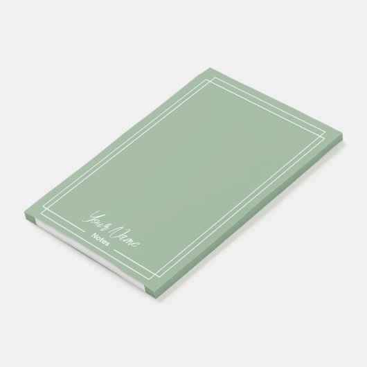 Monogram salie groen met witte randen post-it® notes (Schuin)