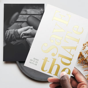 Monogram Salie Groen Witte Save The Date Folie Uitnodiging