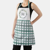Monogram Salie Groene Bladeren Gingham Streep Patr Schort (Insitu)