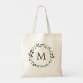 Monogram Salie Groene Bladeren Groene Krans  Tote Bag (Achterkant)