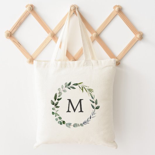 Monogram Salie Groene Bladeren Groene Krans  Tote Bag