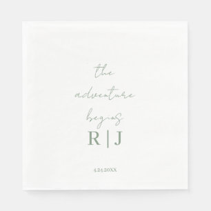 Monogram Salie Groene Citaat Script Minimaal Huwel Servet