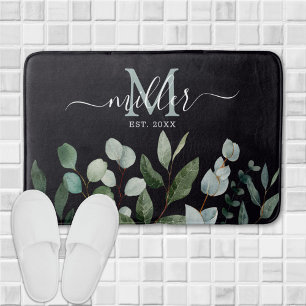 Monogram Salie Groene Eucalyptus Groene Bladeren   Badmat