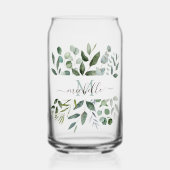 Monogram Salie Groene Eucalyptus Groene Bladeren Blikvorm Glas (Voorkant)