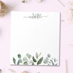 Monogram Salie Groene Eucalyptus Groene Bladeren   Notitieblok