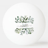 Monogram Salie Groene Eucalyptus Groene Bladeren Pingpongbal (Voorkant)