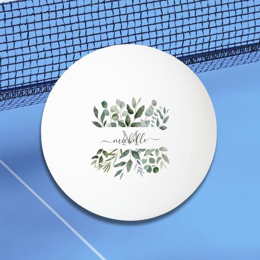 Monogram Salie Groene Eucalyptus Groene Bladeren Pingpongbal