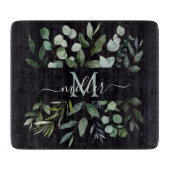 Monogram Salie Groene Eucalyptus Groene Bladeren Snijplank (Voorkant)